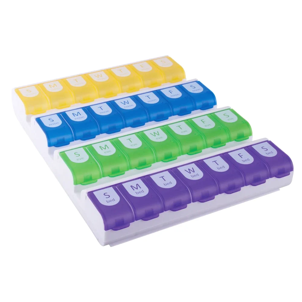 Ezy Dose Weekly 7-Day Pill Case, 4x a day, easy fill, Large