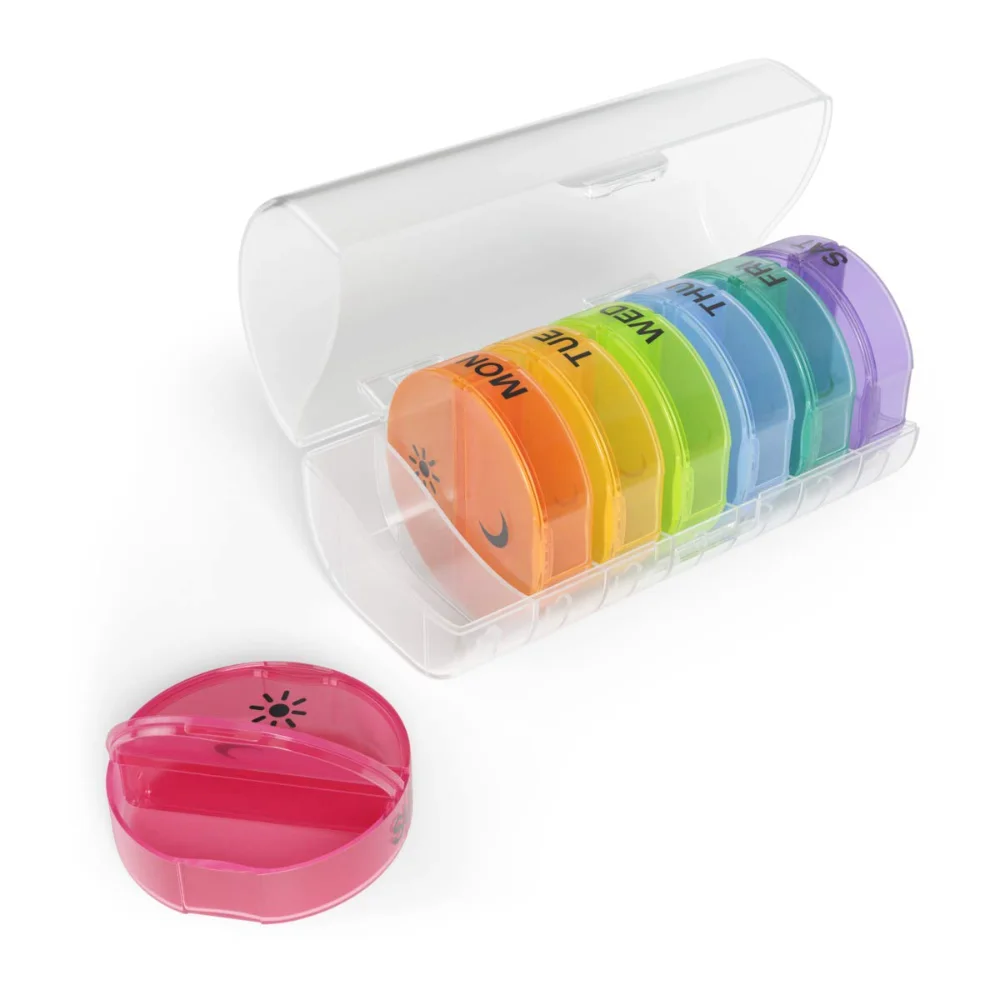 Ezy Dose Weekly 7-Day AM/PM Pill Organizer, pop-out, Large, Rainbow