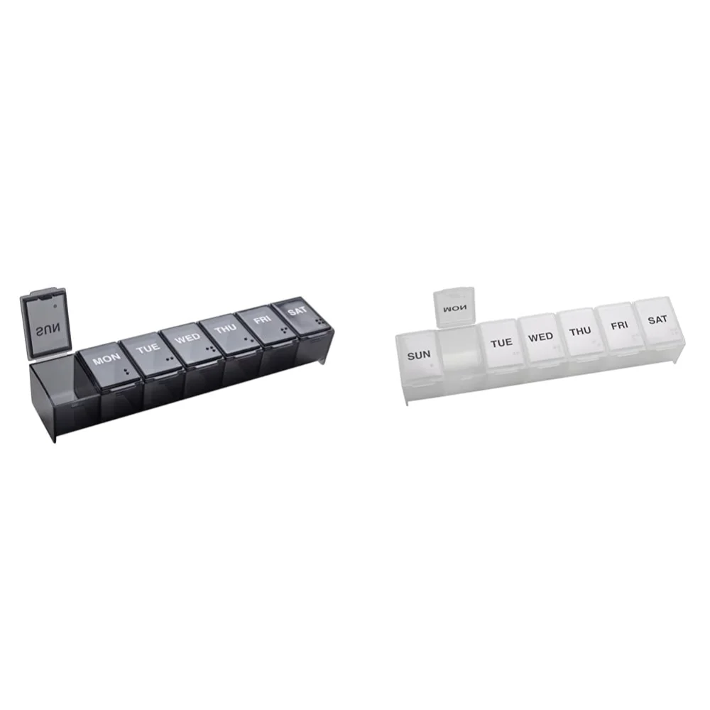 Ezy Dose 7-Day Pill Organizer and Vitamin Planner Bundle with Black, Large