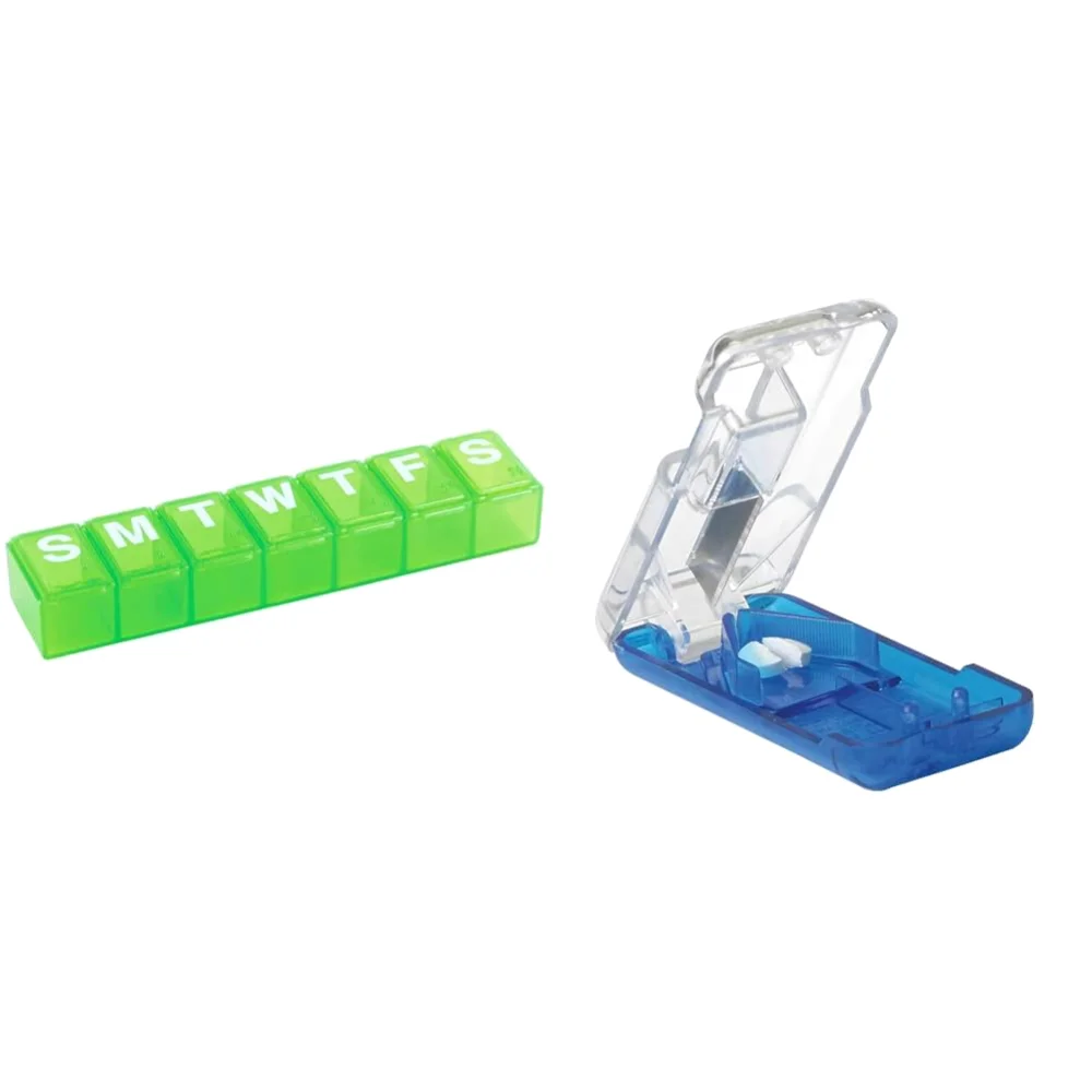 Ezy Dose Weekly 7-Day Pill Organizer and Pill Cutter with Dispenser