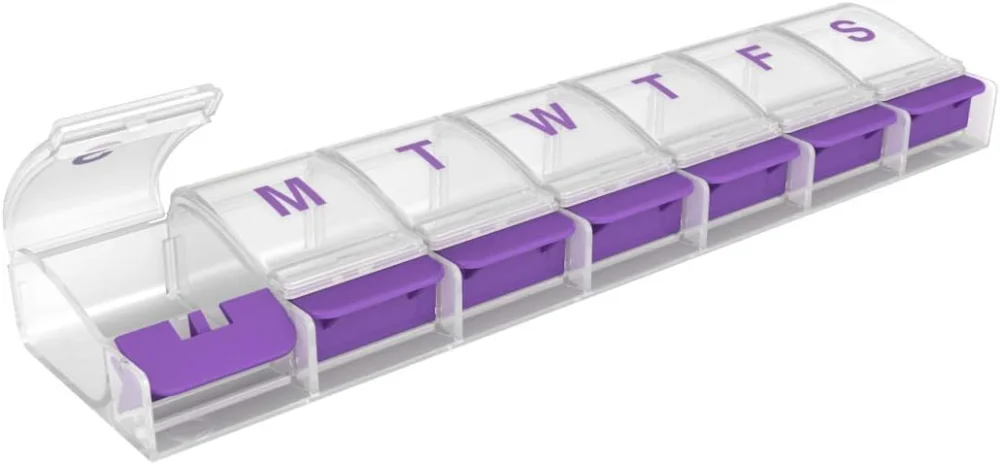 Ezy Dose Weekly 7-Day Pill Organizer, push button, XL