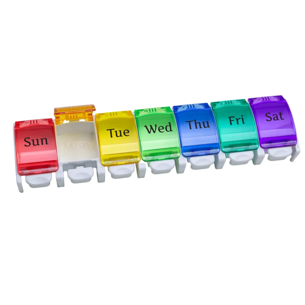 Ezy Dose Weekly 7-Day Pill Planner, push button, XL