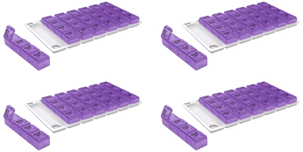 Ezy Dose Weekly 7-Day Pill Organizer, 4x a day, pop-out, Large