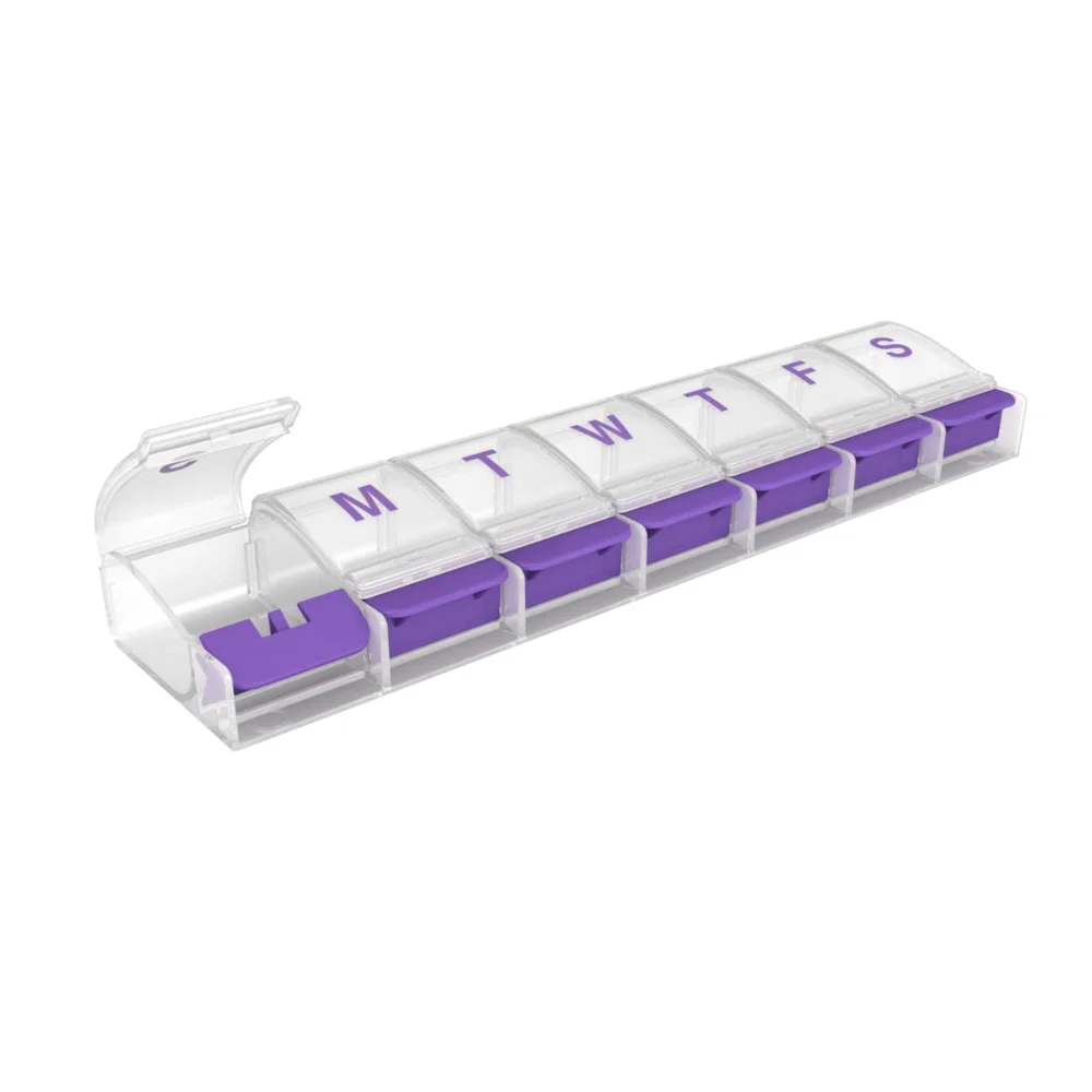 Ezy Dose Weekly 7-Day Pill Case, AM/PM, push button, 2XL