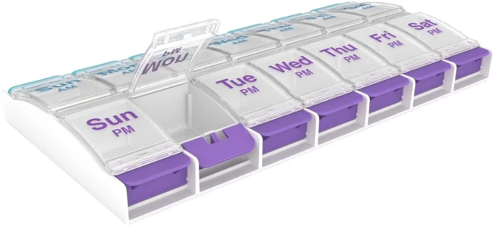 Ezy Dose 7-Day Push Button Pill Case Bundle with AM/PM Compartments