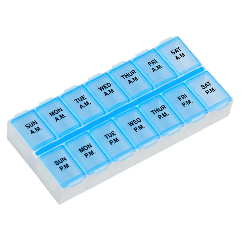 Ezy Dose 7-Day AM/PM Push Button Pill Case and Weekly Pill Organizer Bundle