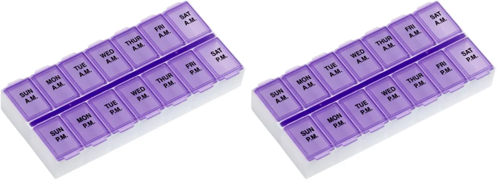 Ezy Dose Weekly 7-Day AM/PM Pill Organizer, stackable, Medium, Purple