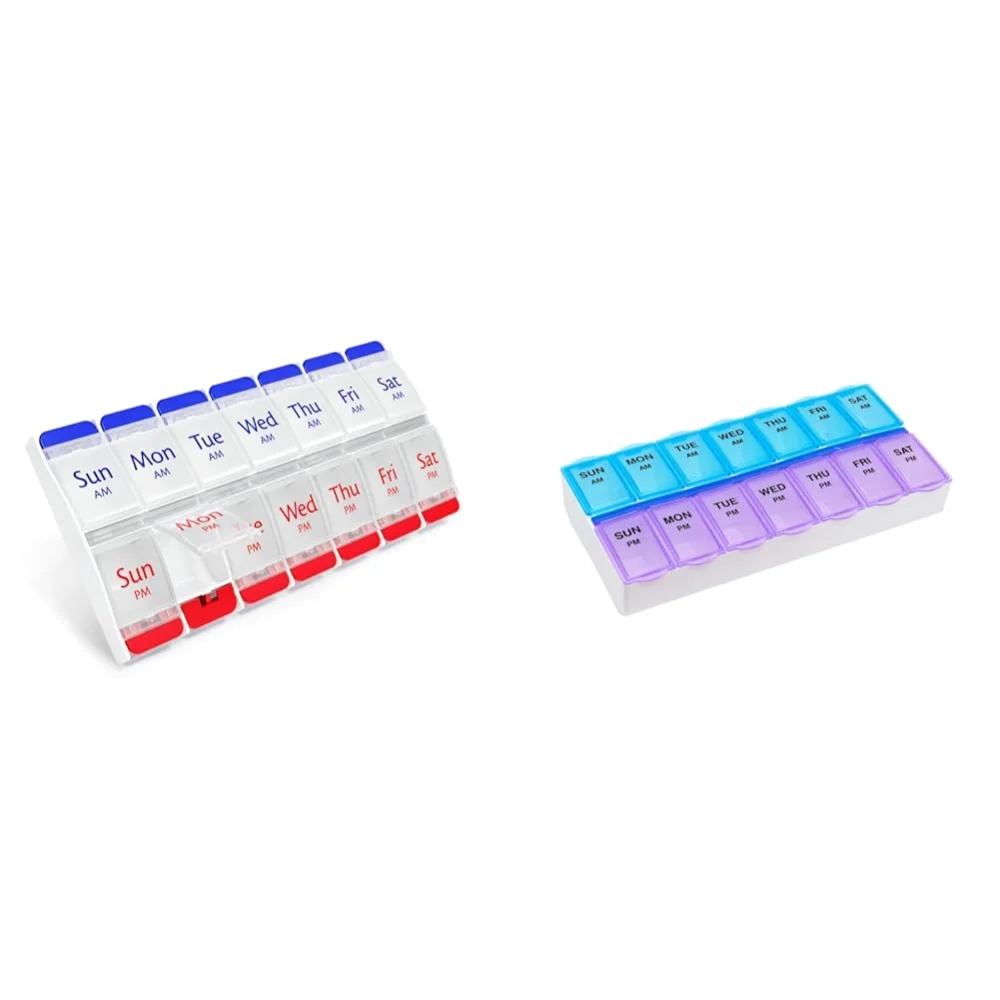 Ezy Dose 7-Day AM/PM Pill Case and Planner Bundle with Push Button