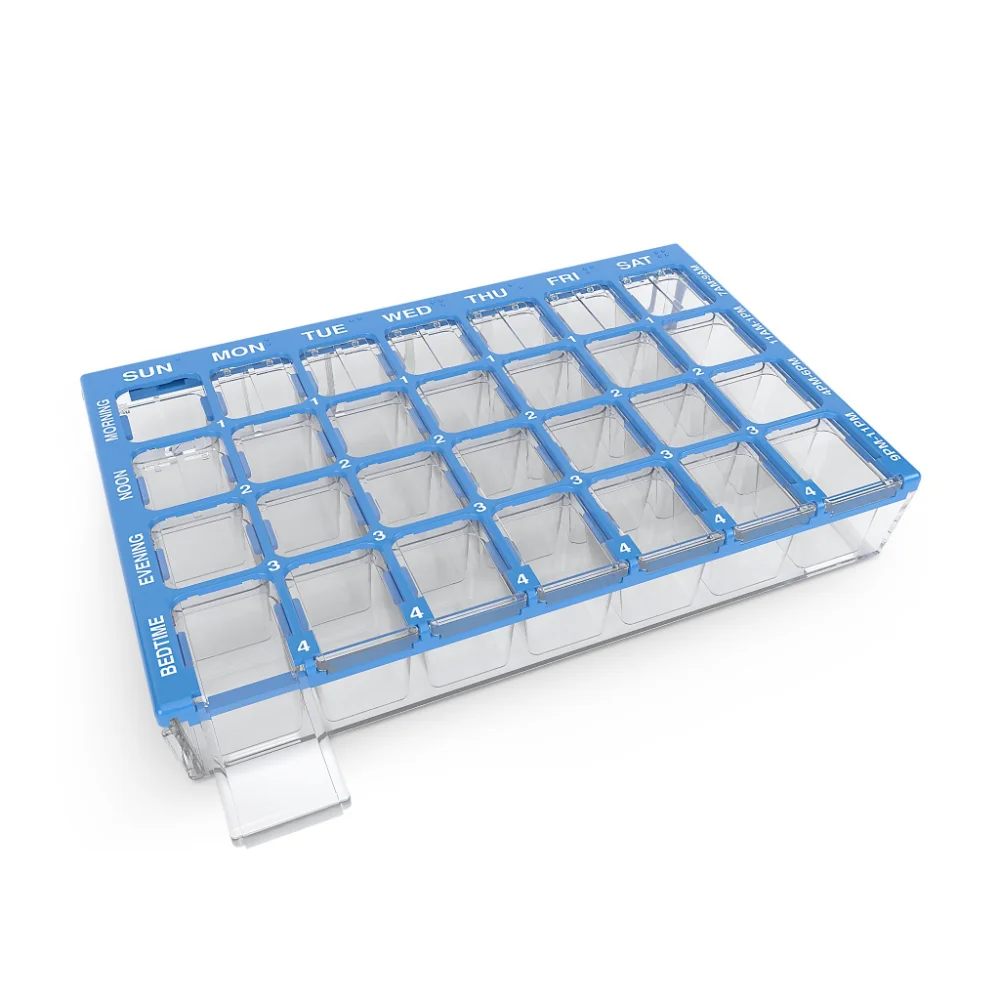 Ezy Dose Weekly 7-Day Pill Organizer, 4x a day, easy fill, Medium